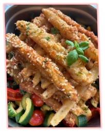 Panierter Spargel mit Parmesan